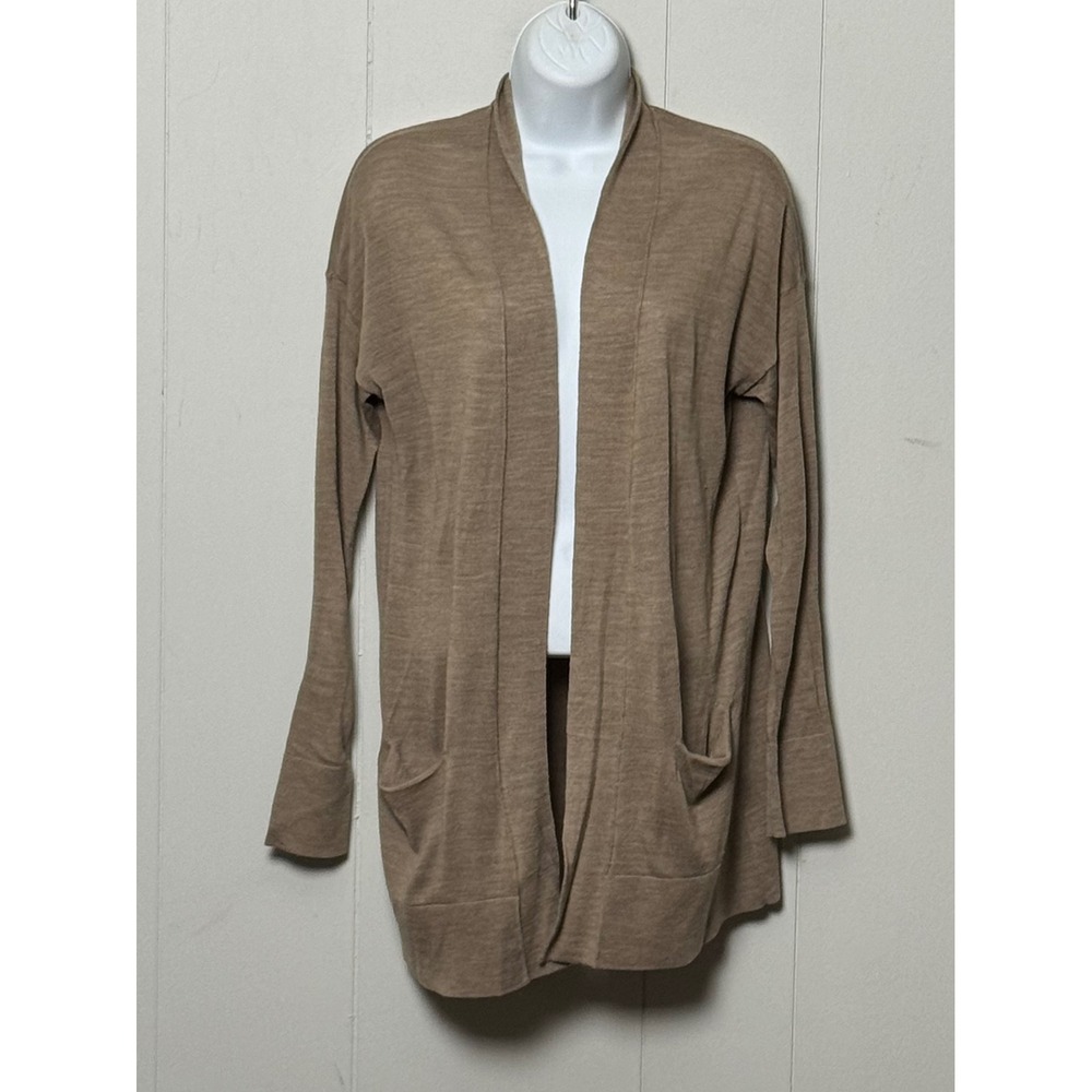 Ann Taylor LOFT Brown Open Front Cardigan Wool Blend Pockets Size Small